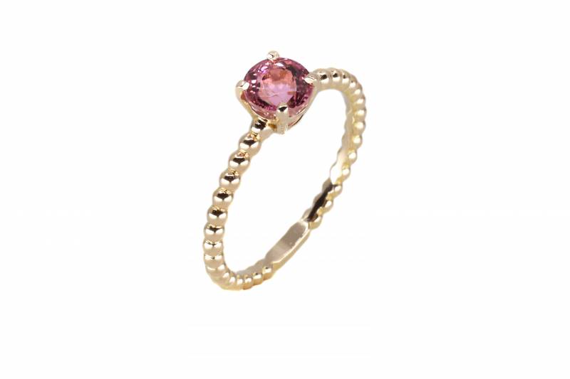 Bague or jaune, tourmaline rose, mahe&virgile, création, femme cadeaux, bordeaux, pierres de couleur, acheter, commander, joaillier, mérignac, le bouscat