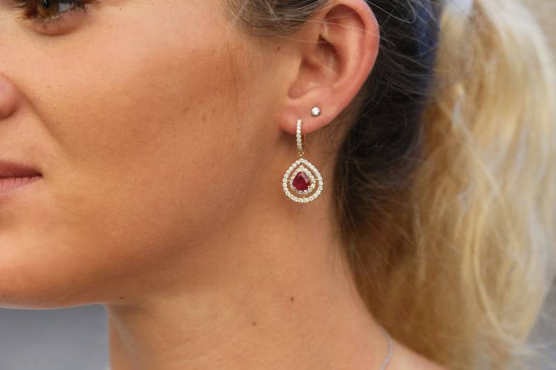 boucles d'oreilles rubis, diamants, bordeaux, elen Larcebeau, biarritz, le bouscat, andernos, mérignac, cap ferret, paris