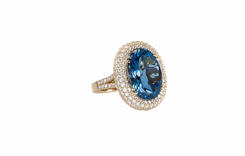 bague london blue, bague or rose, bague or rose london blue, bague diamants topaze london blue