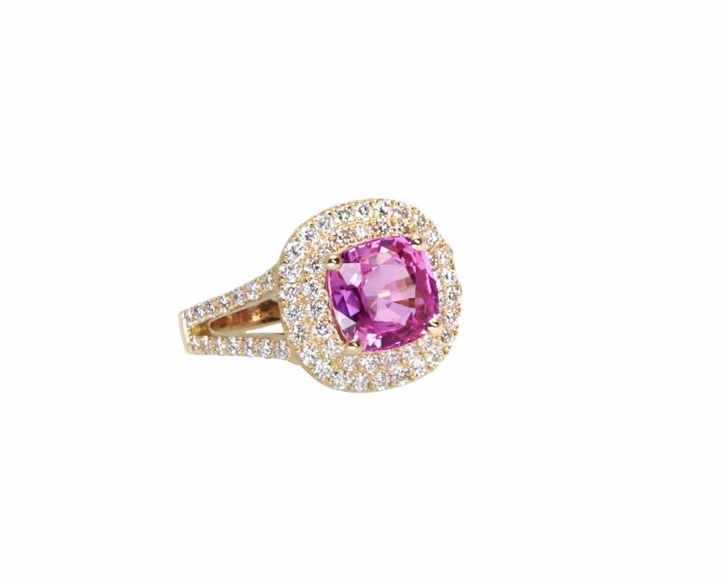 bague saphir rose, bague saphir rose et diamants, bague or rose