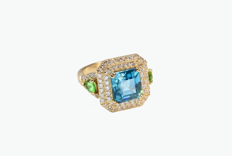 bague zircon, bague or rose, bague tsavorites, bague diamants