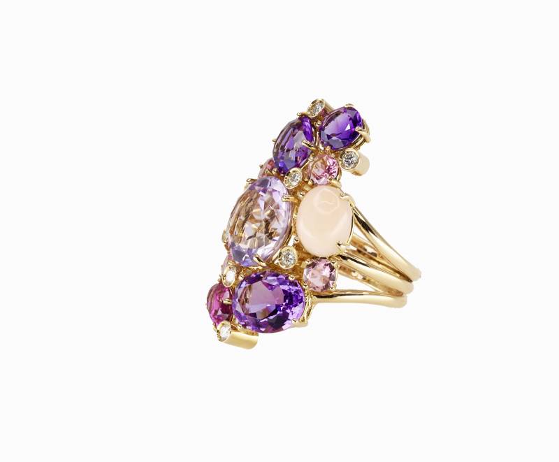 bague améthystes, bague corail, bague tourmalines, bague diamants