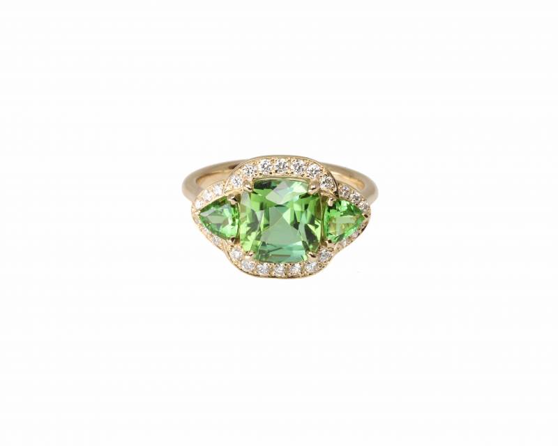 bague tourmalines, bague tsavorites, bague diamants