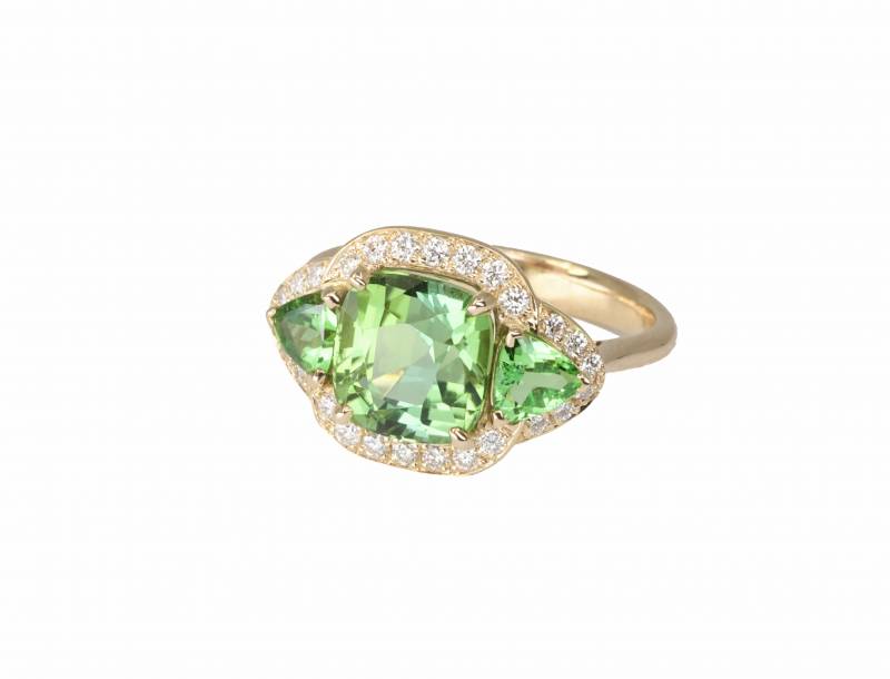 bague tourmalines, bague tsavorites, bague diamants