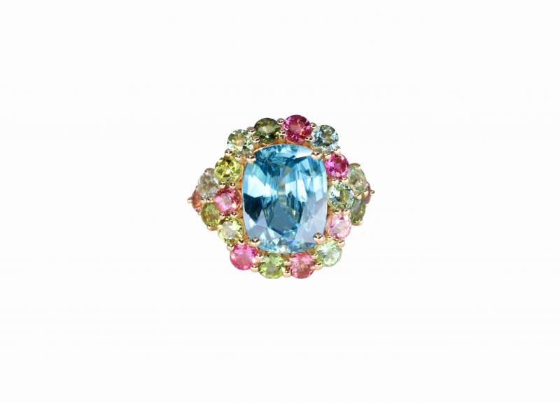 bague zircon, bague tourmalines, bague or rose