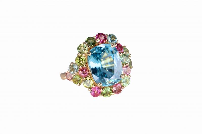 bague zircon, bague tourmalines, bague or rose