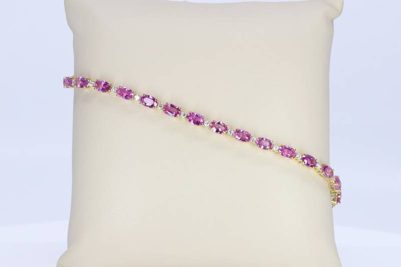 Bracelet or rose, saphirs roses et diamants