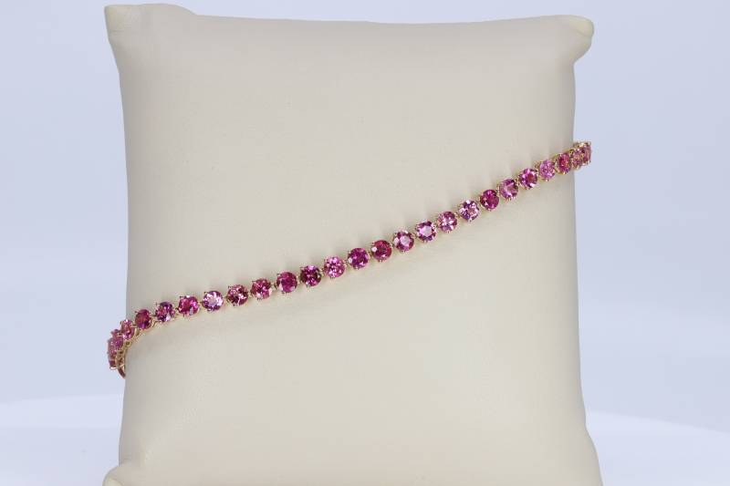 Bracelet or rose, tourmalines roses