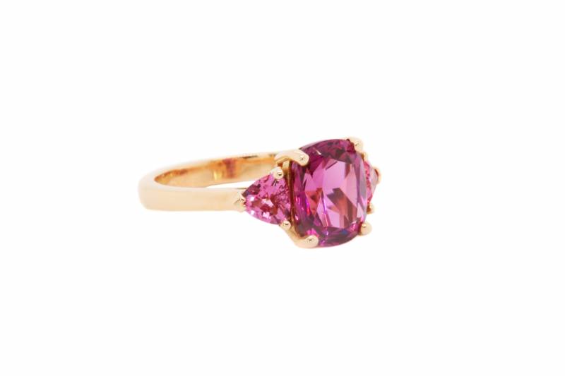 Bague or rose, grenats, bague unique, pierres de couleurs, rose, elen larcebeau, joaillier créateur, andernos, créateur, demande, cadeaux, bordeaux