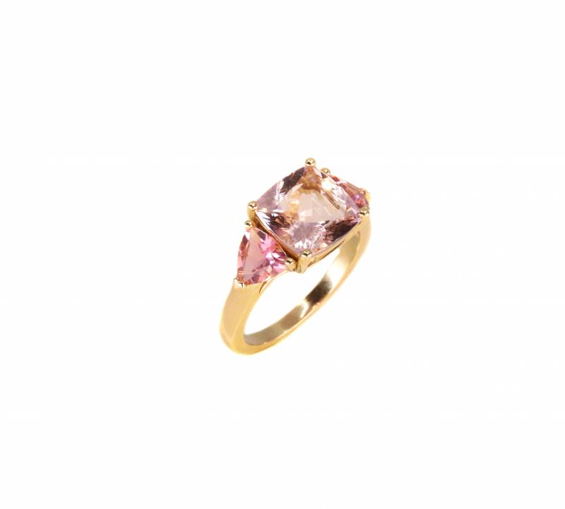 Bague pierres de couleurs, morganite, tourmalines, roses, or rose, elen larcebeau, joaillier, créateur, bague, acheter, unique, paris, biarritz, le bouscat, andernos, mérignac, acheter, fiançailles