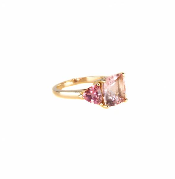 Bague pierres de couleurs, morganite, tourmalines, roses, or rose, elen larcebeau, joaillier, créateur, bague, acheter, unique, paris, biarritz, le bouscat, andernos, mérignac, acheter, fiançailles