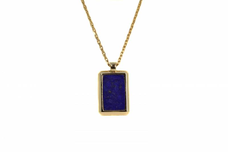 Virgilemahe, pendentif or jaune, pierres dures, lapis lazuli, bordeaux, joaillier, modernes, or 18K, lapis, collier, homme, bijoux, unique