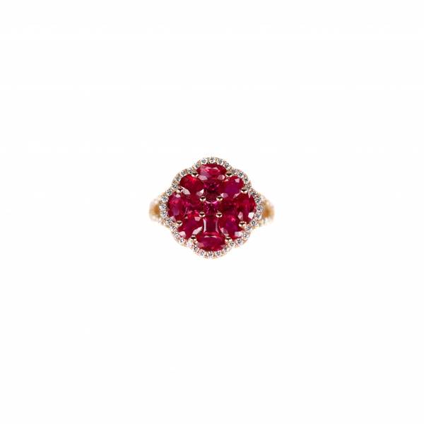 Bague rubis, diamants, virgilemahe, création, unique, acheter, or rose, bordeaux, pierres précieuses, cadeaux de naisance