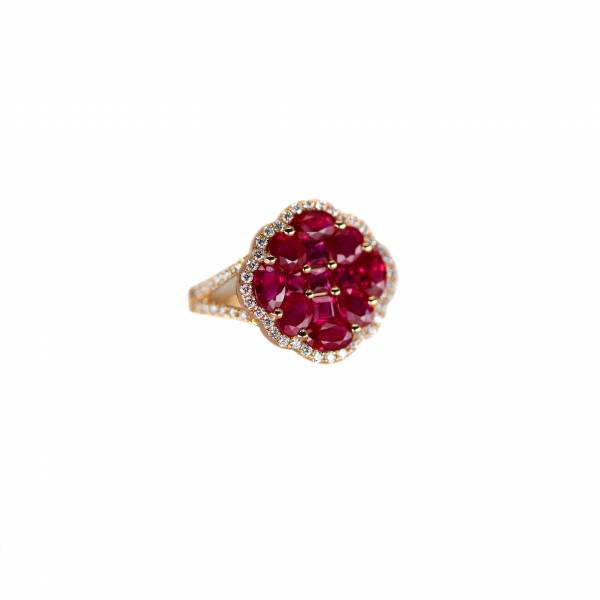 Bague rubis, diamants, virgilemahe, création, unique, acheter, or rose, bordeaux, pierres précieuses, cadeaux de naisance