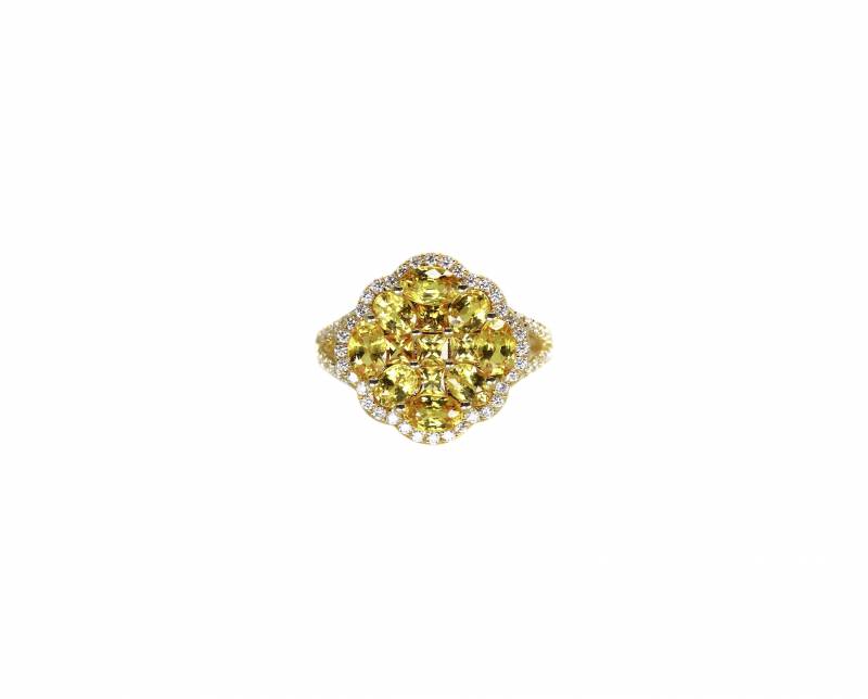 Bague or jaune diamants, saphirs jaunes, virgilemahe, création unique, bordeaux, joaillerie, joaillier, saphirs, pierres précieuses