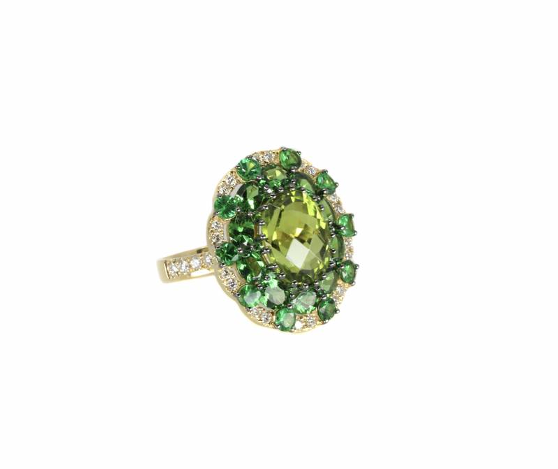 Bague tsavorites, diamants, peridot, Bordeaux, Andernos, Le Bouscat, Mérignac, elen larcebeau, unique, grenats, pierres de couleurs