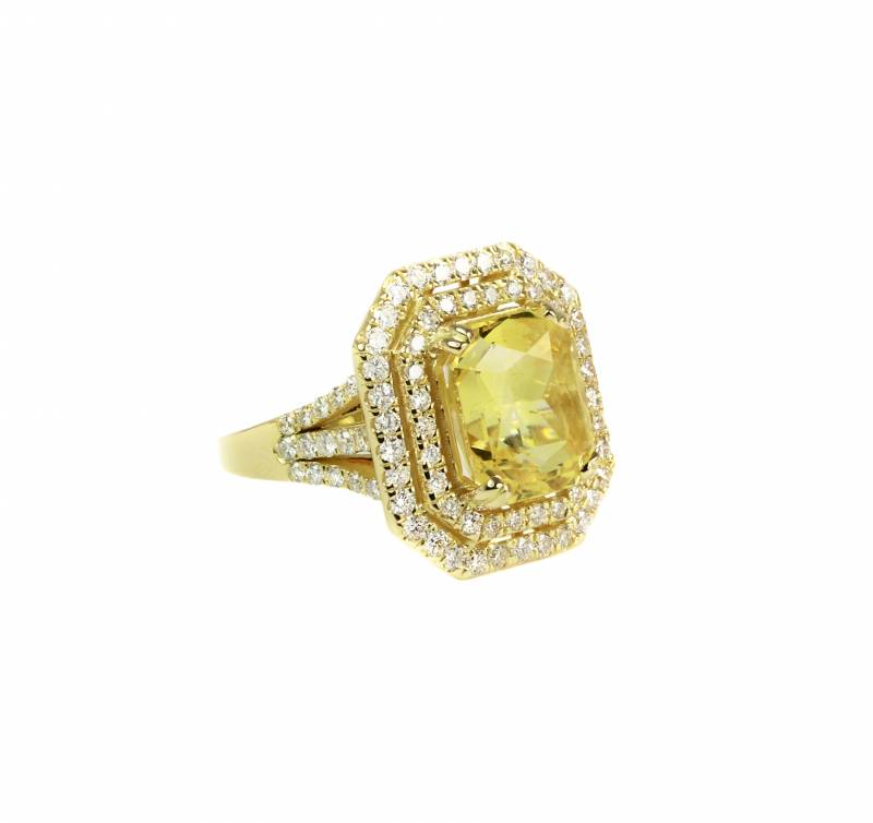 Saphir jaune, diamants, bague, création unique, Elen Larcebeau, joaillier créateur, bordeaux, haute joaillerie, luxe