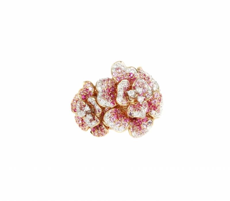 Bague or rose diamants, saphirs roses, elen larcebeau, joaillerie, acheter, unique, bordeaux, pierres précieuses