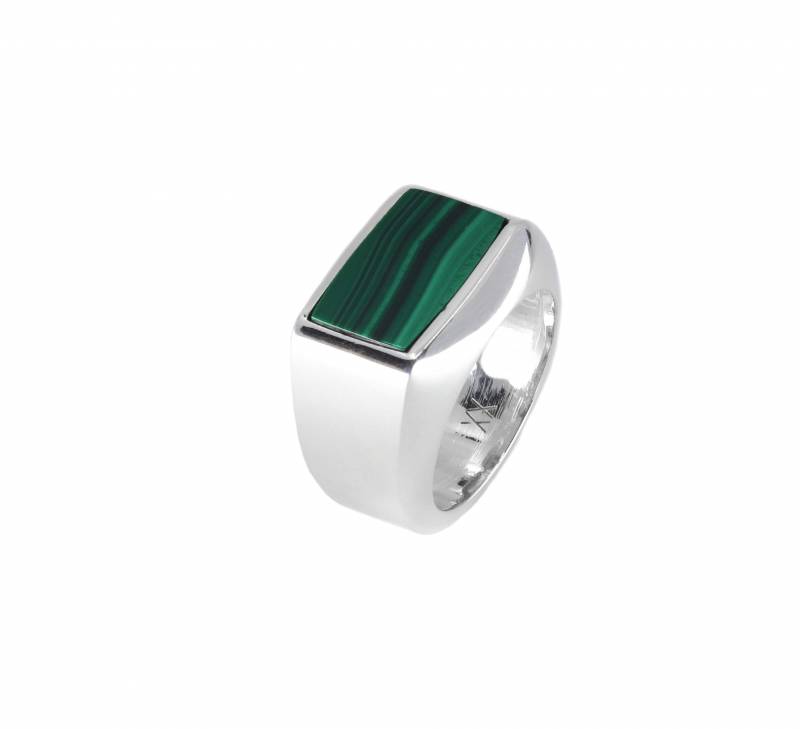 Chevalière malachite, argent, virgile&mahé, malachite, pierres dures, acheter, bague, homme