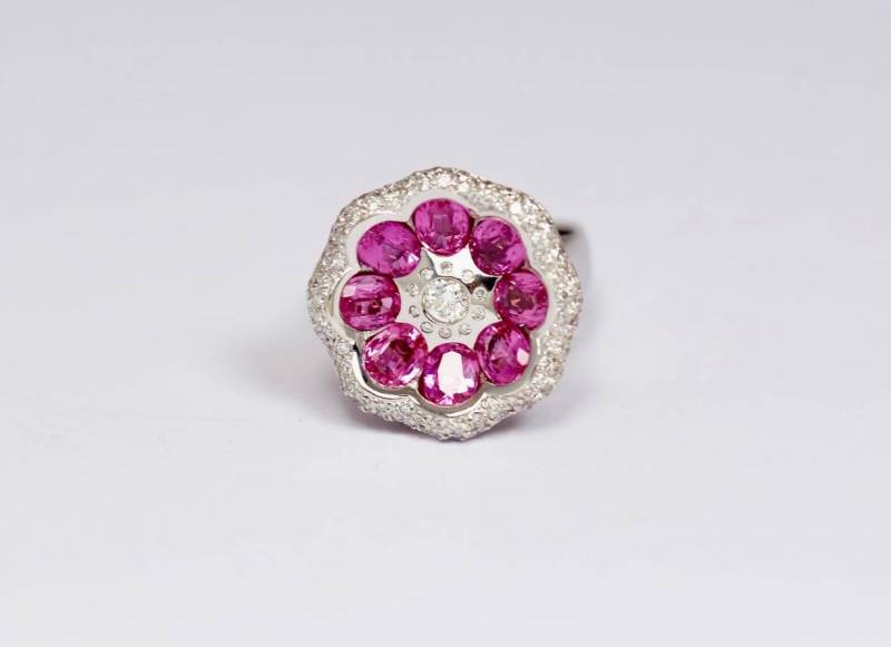 Bague saphirs roses diamants Bordeaux Caudéran