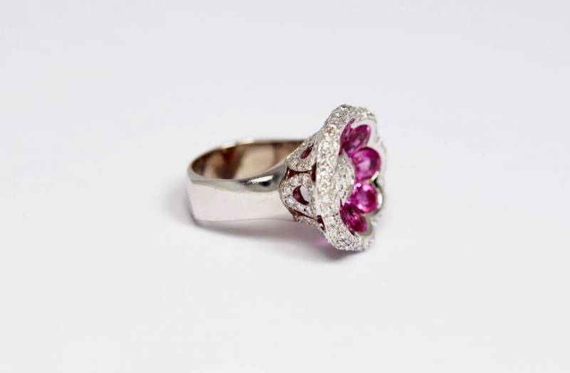 Bague saphirs roses diamants Bordeaux Caudéran